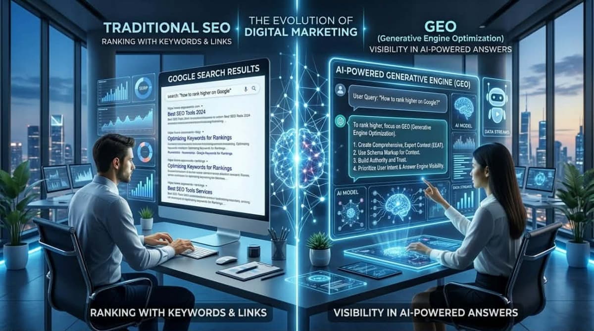 SEO vs GEO illustration